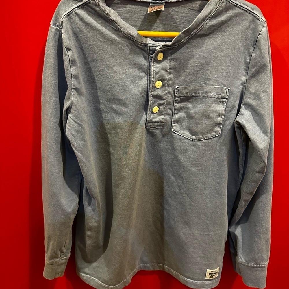 OshKosh B'gosh Blue Long Sleeve Henley Shirt boys size 10